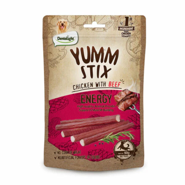Dentalight Yumm Stix Mind Pollo Con Carne de Vacuno 50g