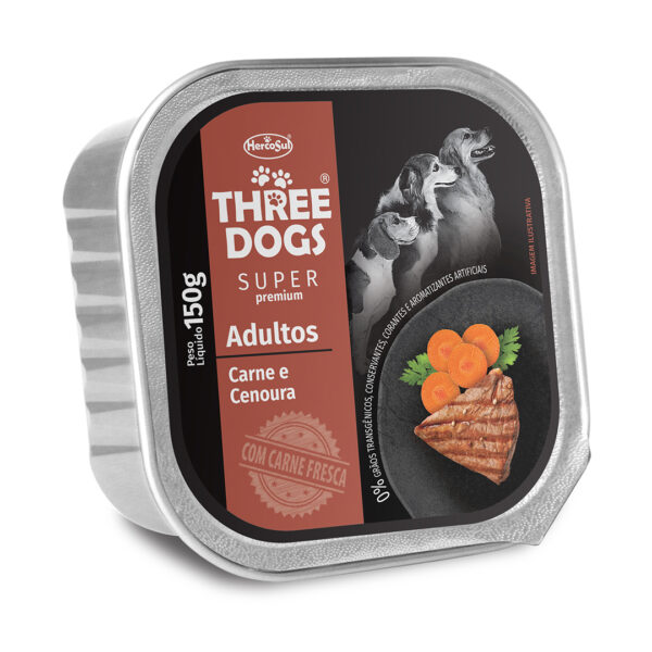 Paté Three Dogs Perro Carne y Zanahoria